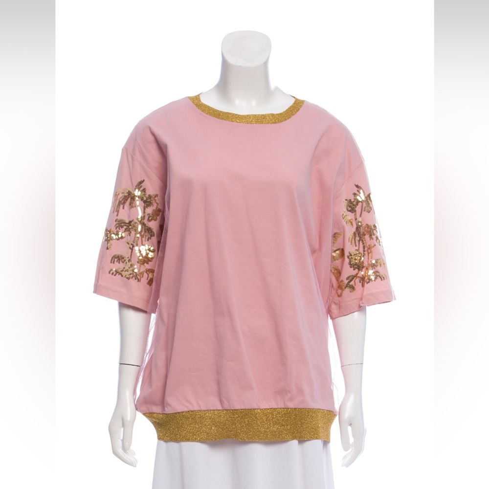 Dries Van Noten pink and gold top, Sz L